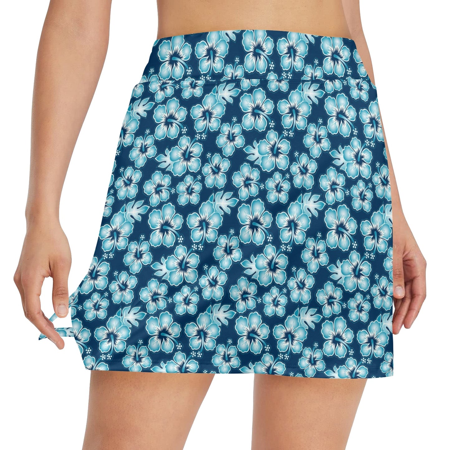 Hibiscus Flower Hawaiian Themed 17" Golf & Pickleball Skort with Pockets