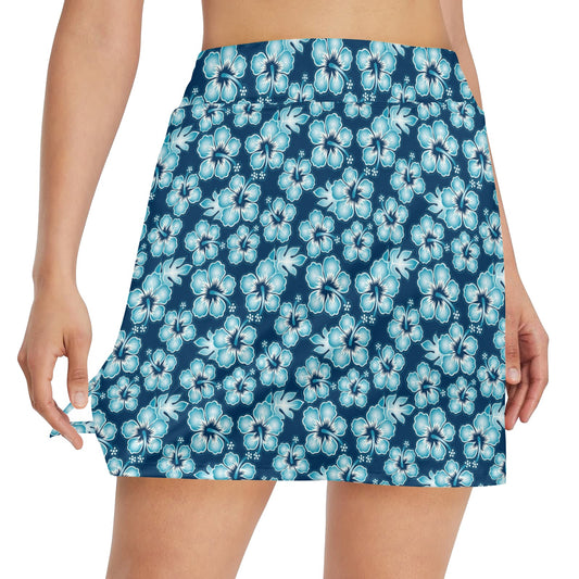 Hibiscus Flower Hawaiian Themed 17" Golf & Pickleball Skort with Pockets