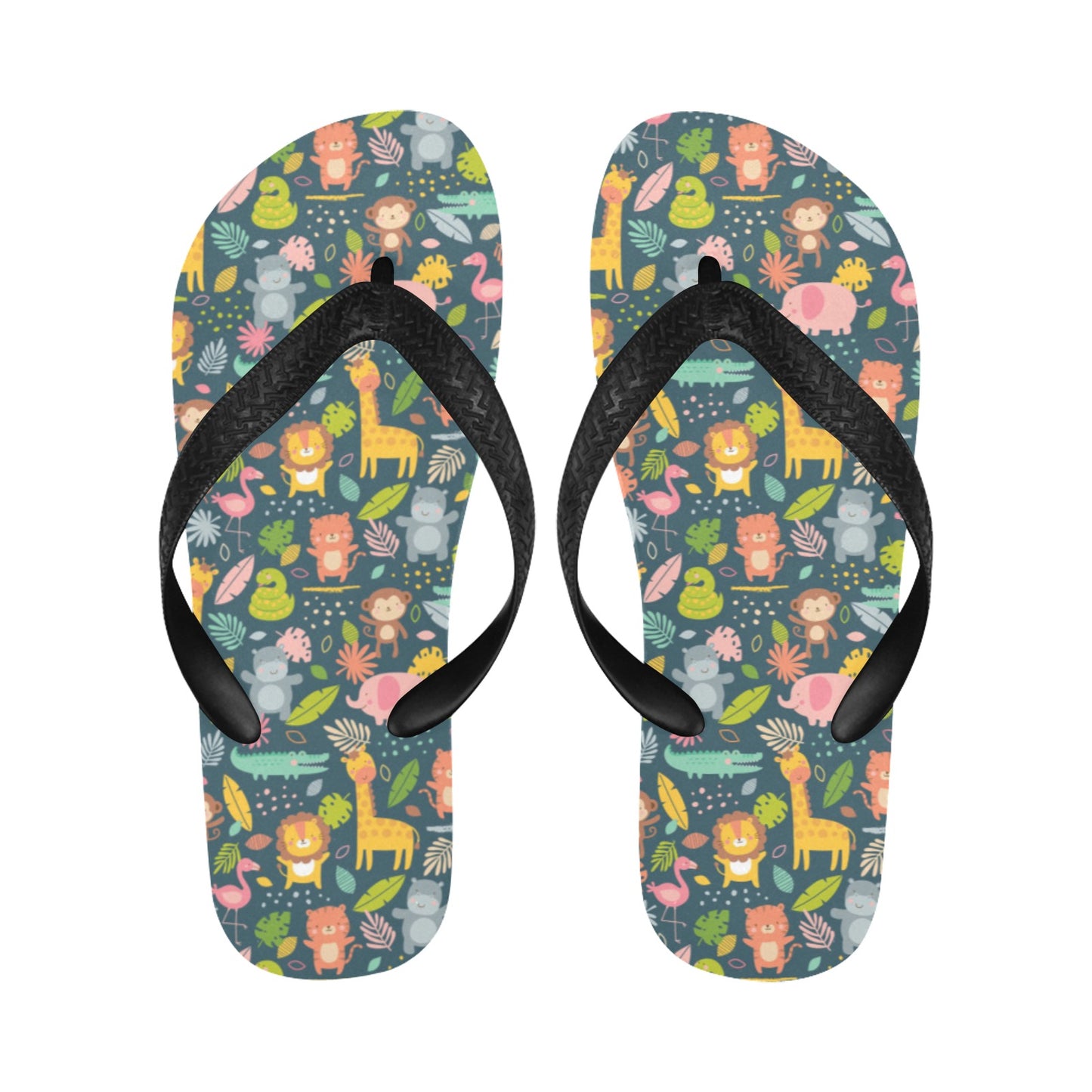 Safari Animal Cartoon Print Design LKS305 Flip Flops