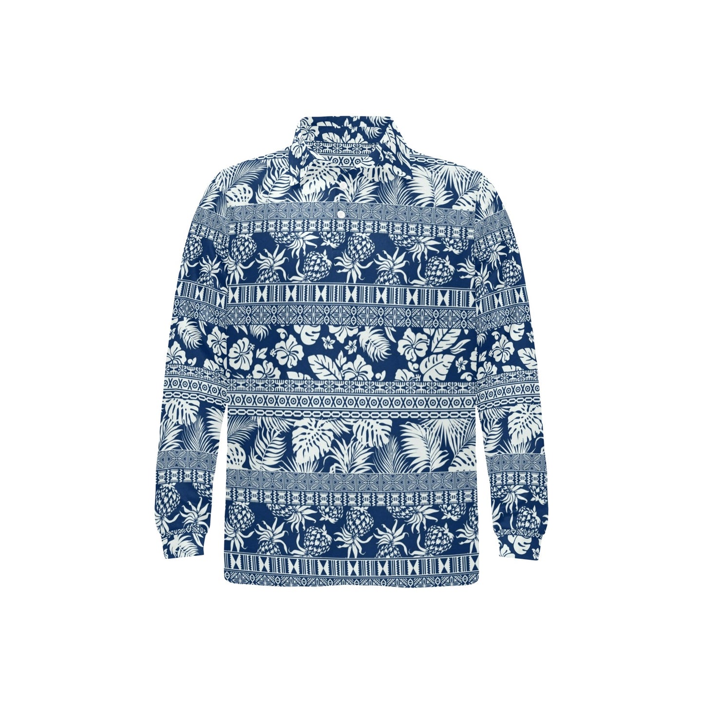 Hawaiian Themed Pattern Print Design H020 Long Sleeve Polo Shirt For Men's