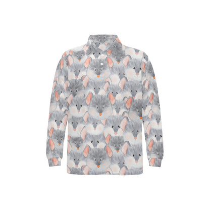 Rat Baby Pattern Print Design 02 Long Sleeve Polo Shirt For Men's
