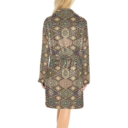 Mandala Motif Themed Design Print Women's Fleece Robe