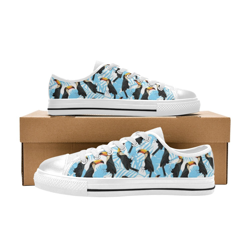 Toucan Print Design LKS303 Women's White Low Top Shoes