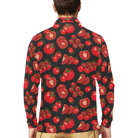 Tomato Print Design LKS303 Long Sleeve Polo Shirt For Men's