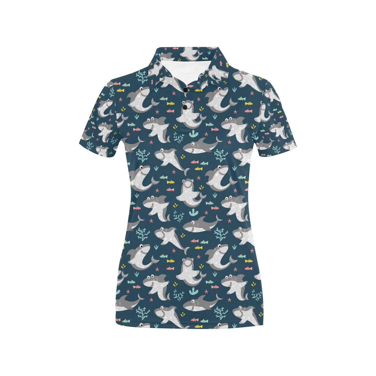 Shark Print Design LKS307 Women's Polo Shirt
