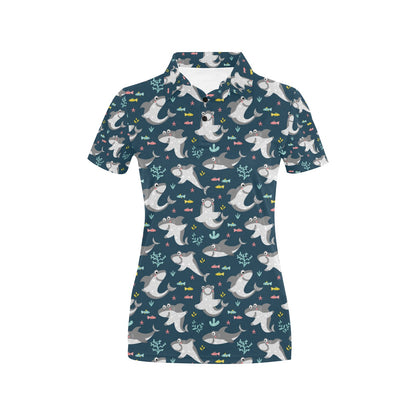 Shark Print Design LKS307 Women's Polo Shirt