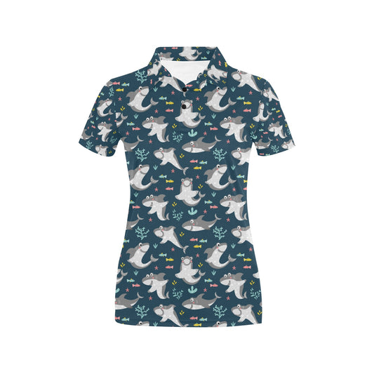 Shark Print Design LKS307 Women's Polo Shirt