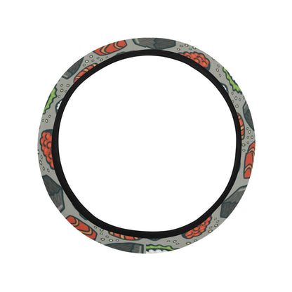 Sushi Print Design LKS301 Steering Wheel Cover with Elastic Edge