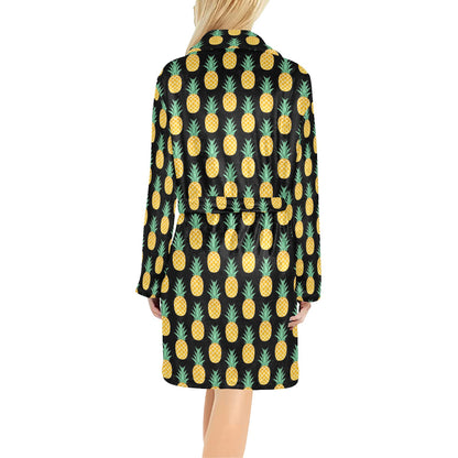 Pineapple Pattern Print Design A03 Women's Fleece Robe