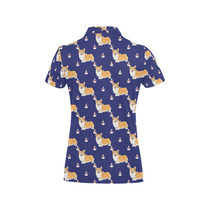Pembroke Welsh Corgis Pattern Print Design A07 Women's Polo Shirt