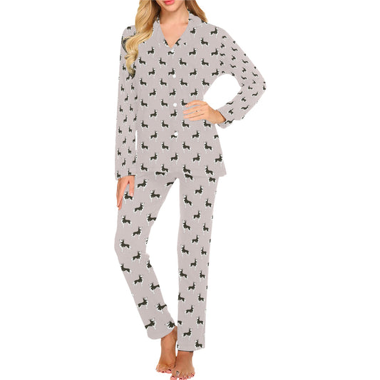 Siberian Huskies Print Design LKS301 Women's Long Pajama Set