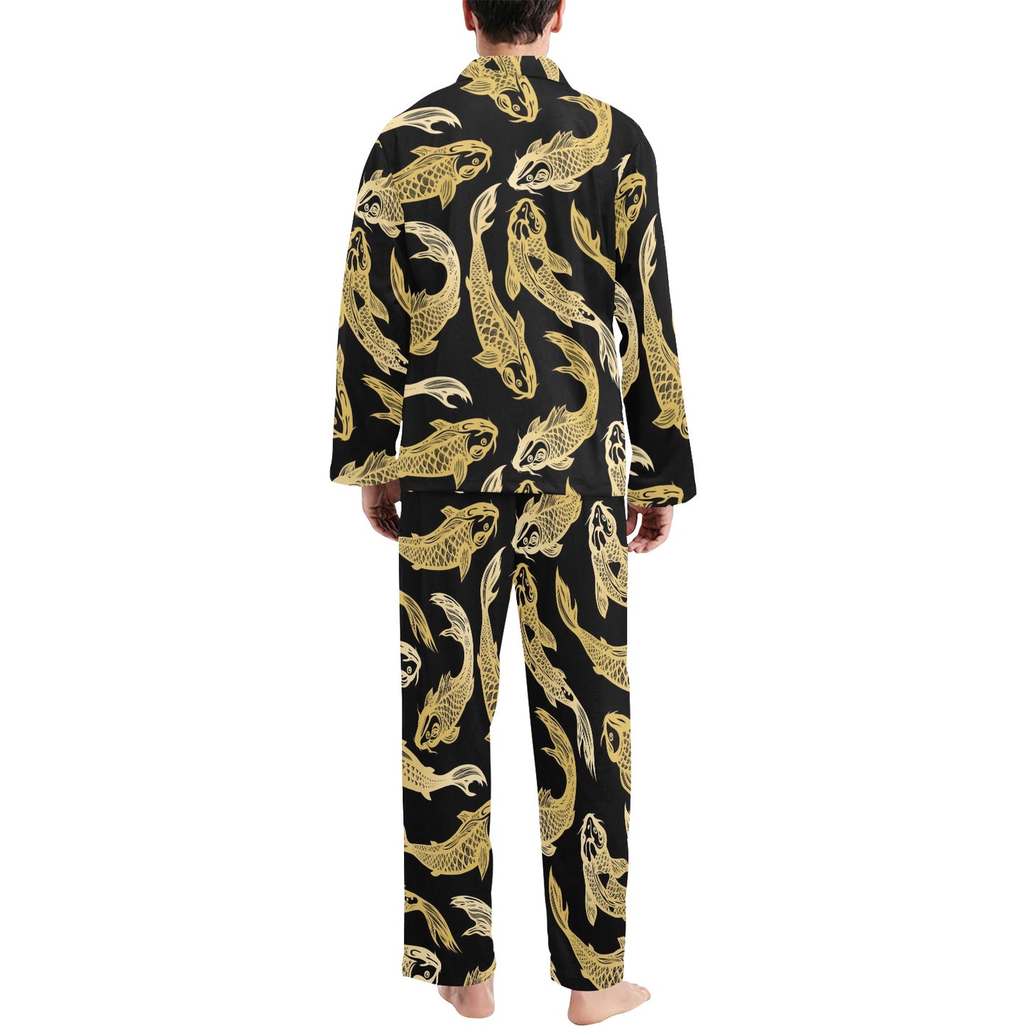 KOI Fish Pattern Print Design 03 Men's Long Pajama Set