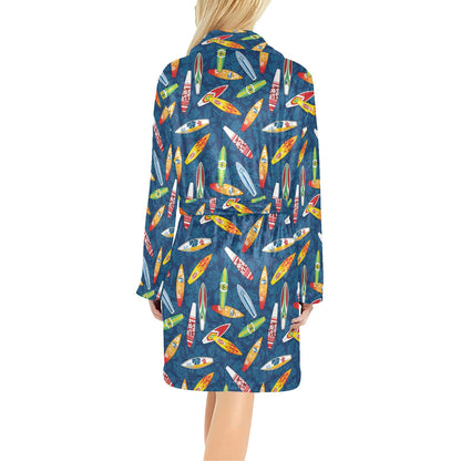 Surfboard Pattern Print Women's Fleece Robe