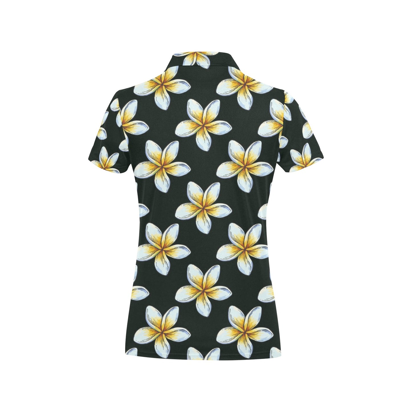 White Plumeria Pattern Print Design PM022 Women's Polo Shirt