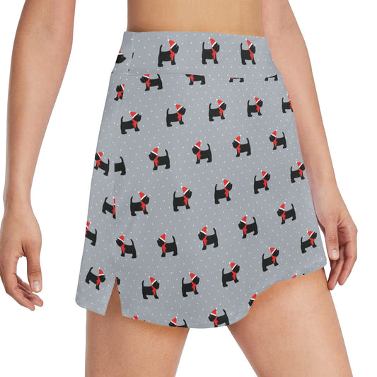 Scottish Christmas Themed Terriers Print Design LKS3018 17" Golf & Pickleball Skort with Pockets