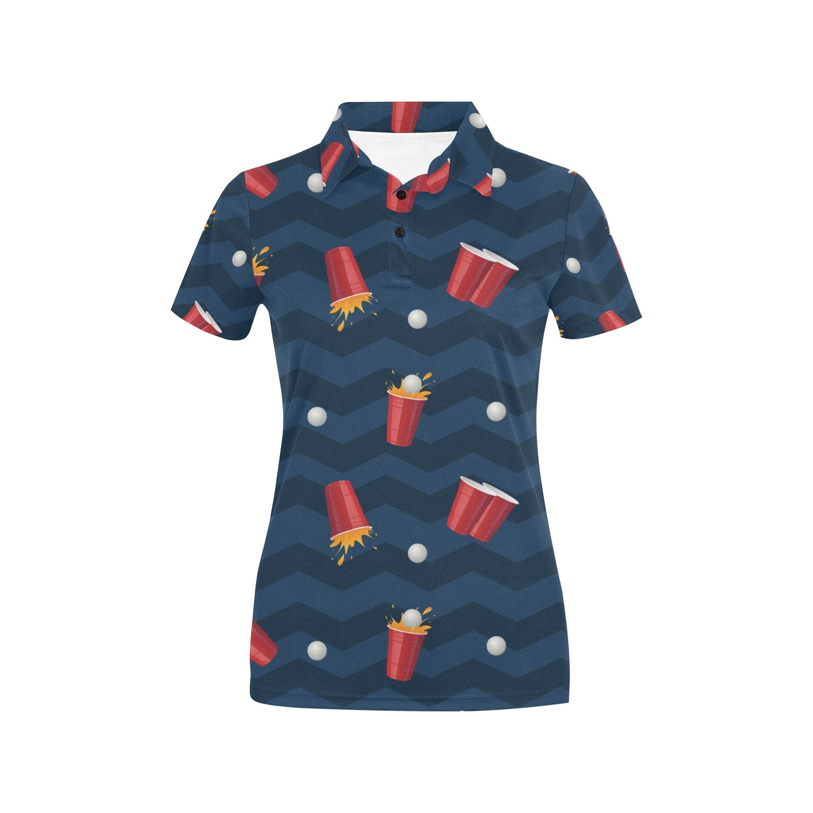 Beer Pong Pattern Print Design 01 Women's Polo Shirt