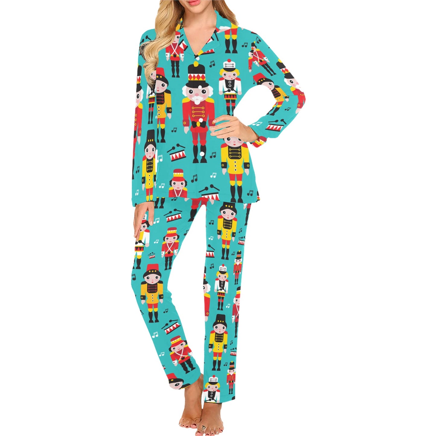 Nutcracker Pattern Print Design A03 Women's Long Pajama Set