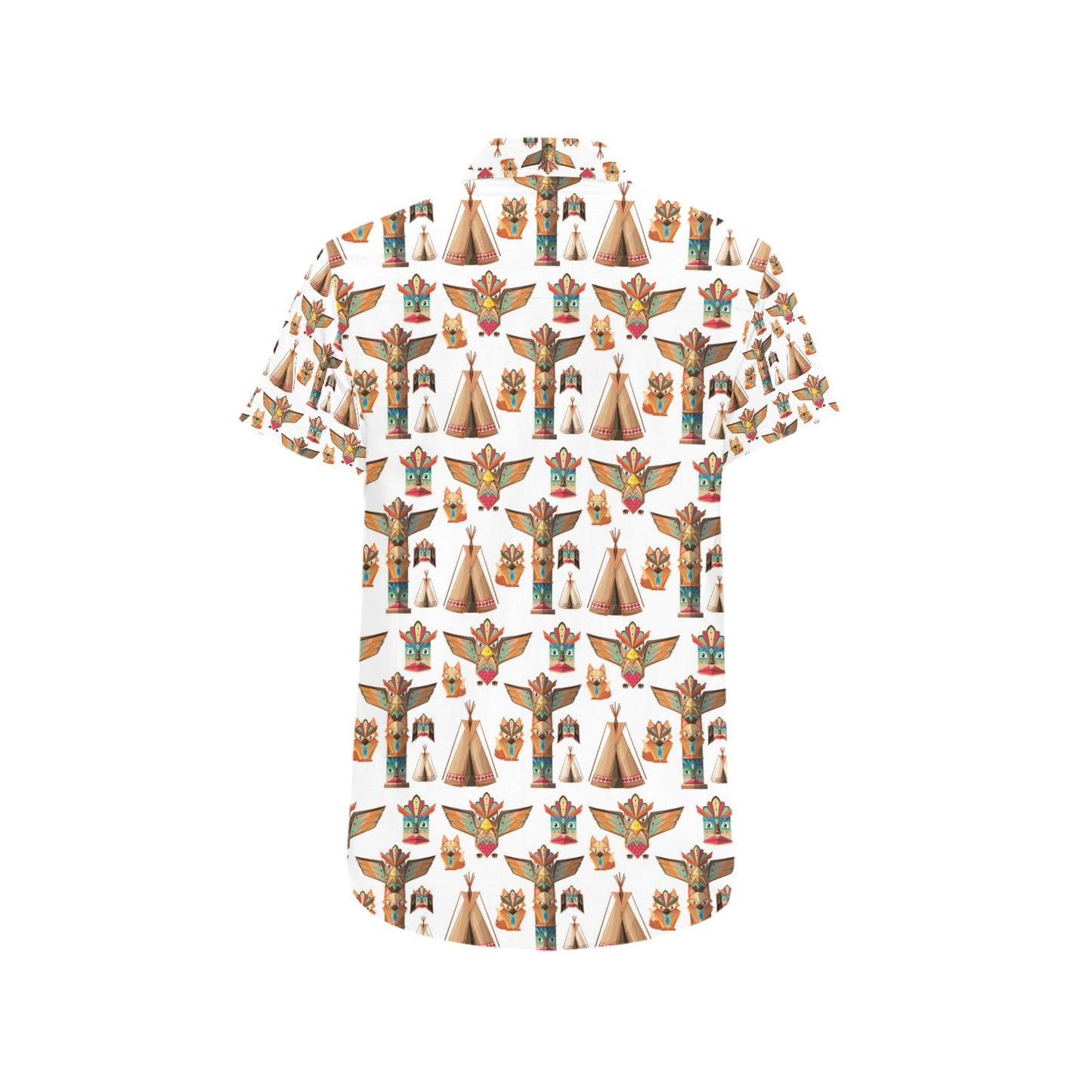 Totem Native Print Design LKS303 Men Short Sleeve Button Up Shirt