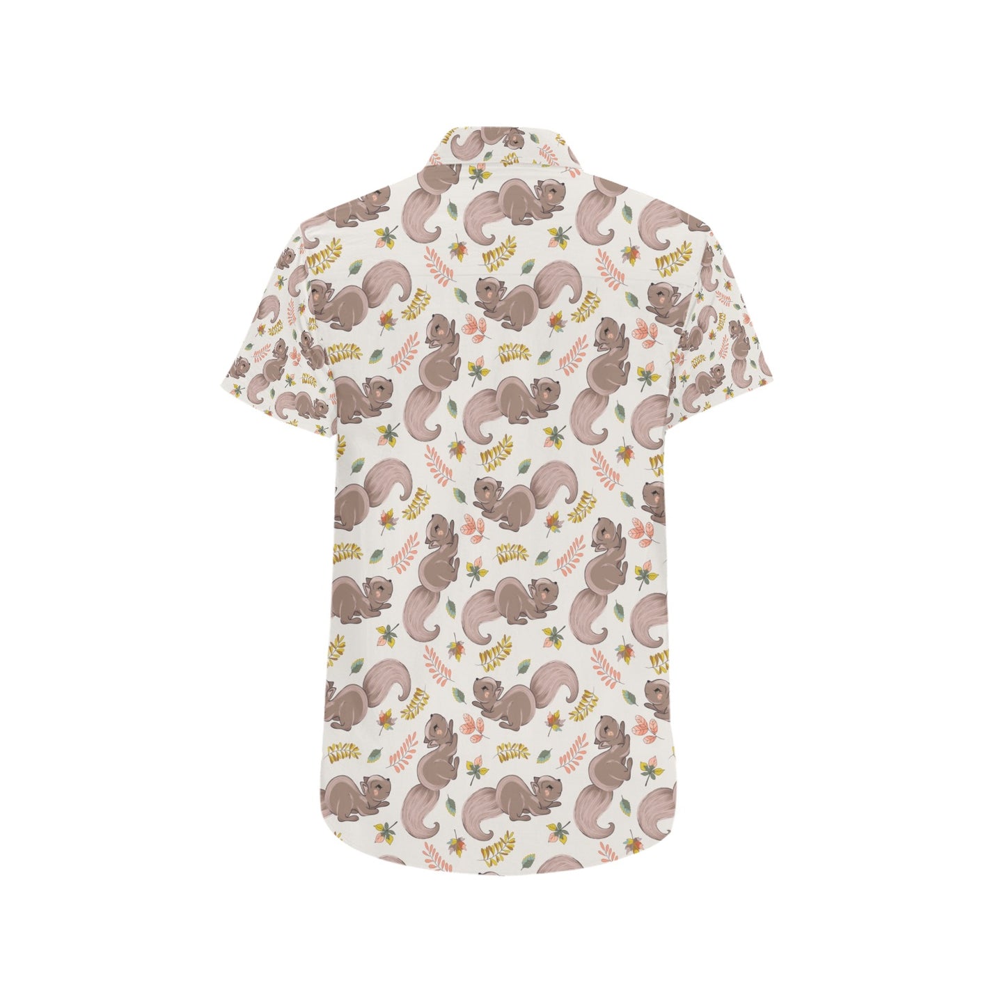 Squirrel Print Design LKS307 Men Short Sleeve Button Up Shirt