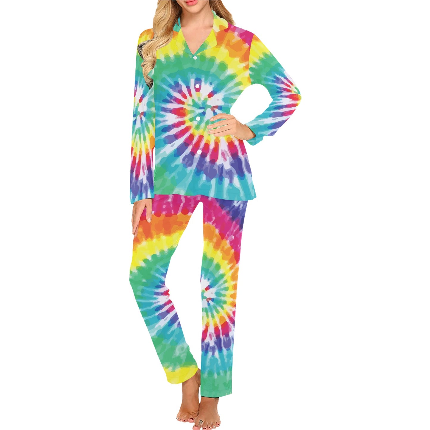 Tie Dye Women's Long Pajama Set