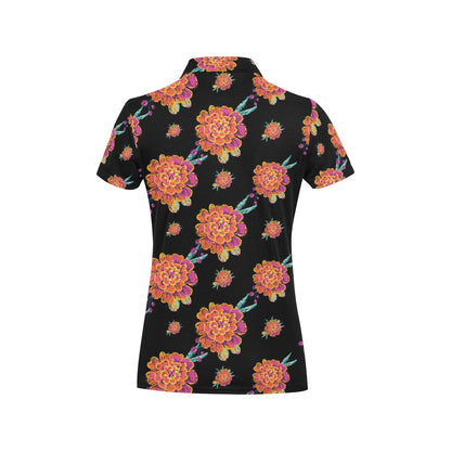 Marigold Pattern Print Design 01 Women's Polo Shirt