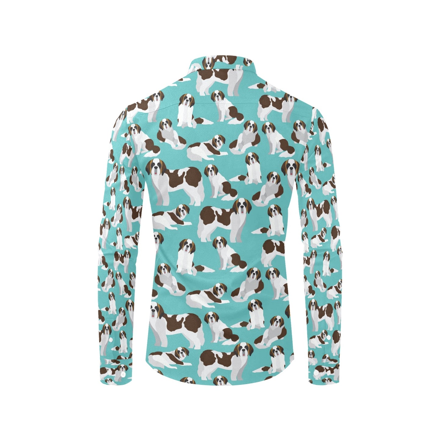 St Bernards Print Design LKS302 Men's Long Sleeve Dress Shirt