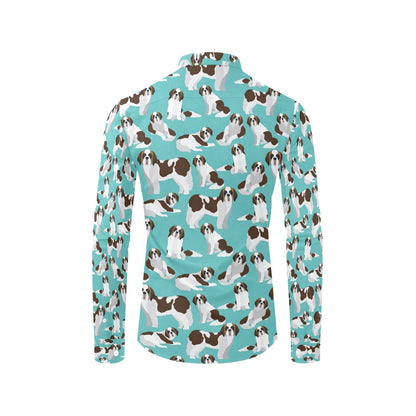 St Bernards Print Design LKS302 Men's Long Sleeve Dress Shirt