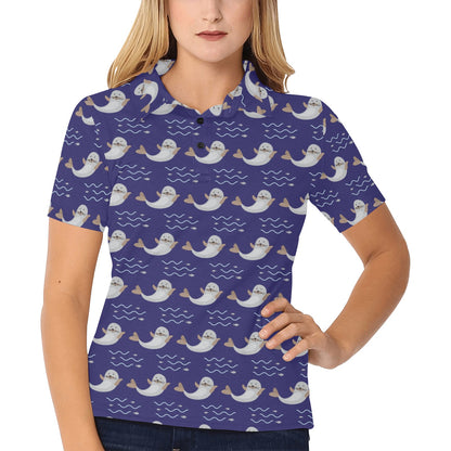 Sea Lion Print Design LKS404 Women's Polo Shirt