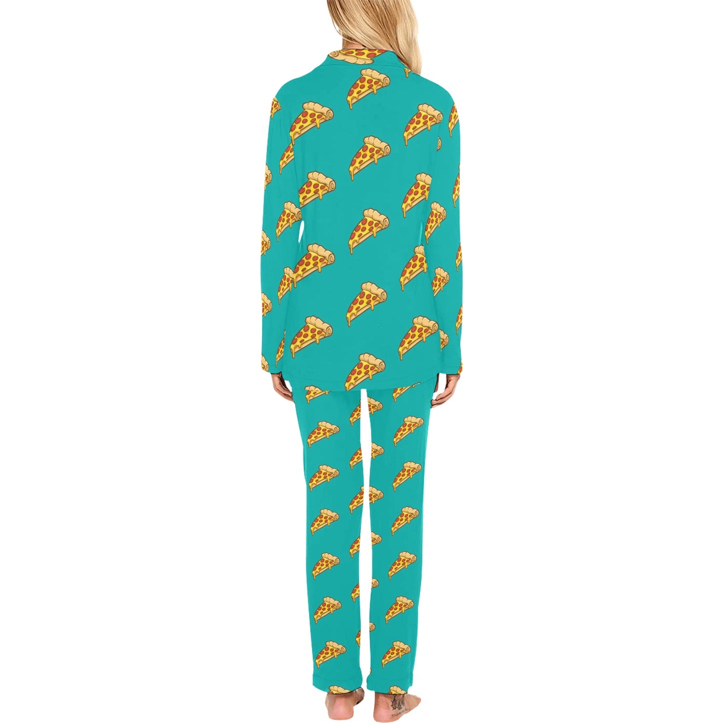 Pizza Pattern Print Design A03 Women's Long Pajama Set