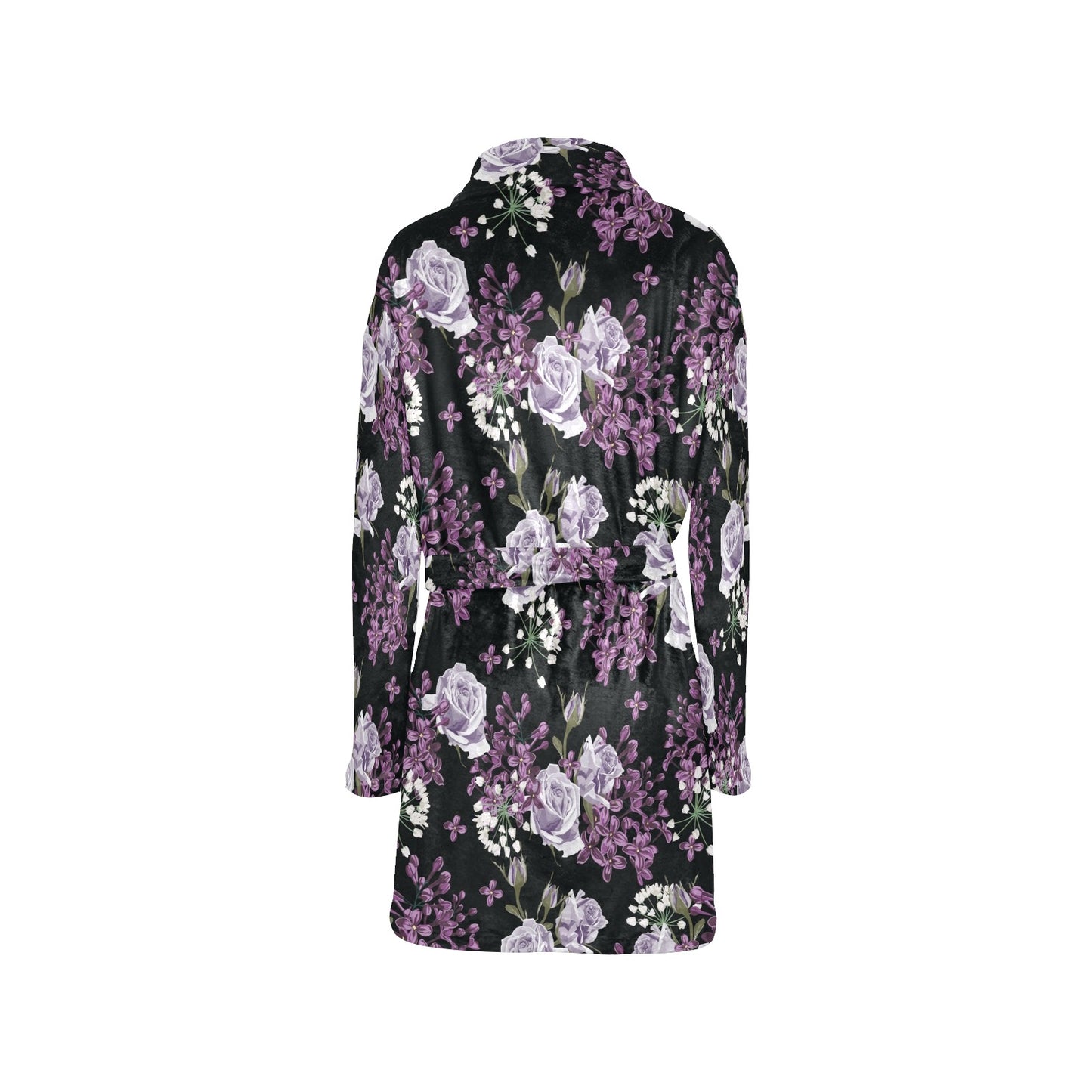 Lilac Pattern Print Design LI04 Women's Fleece Robe
