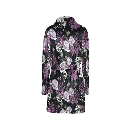 Lilac Pattern Print Design LI04 Women's Fleece Robe