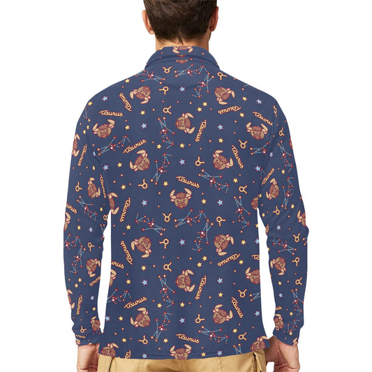 Taurus Print Design LKS304 Long Sleeve Polo Shirt For Men's