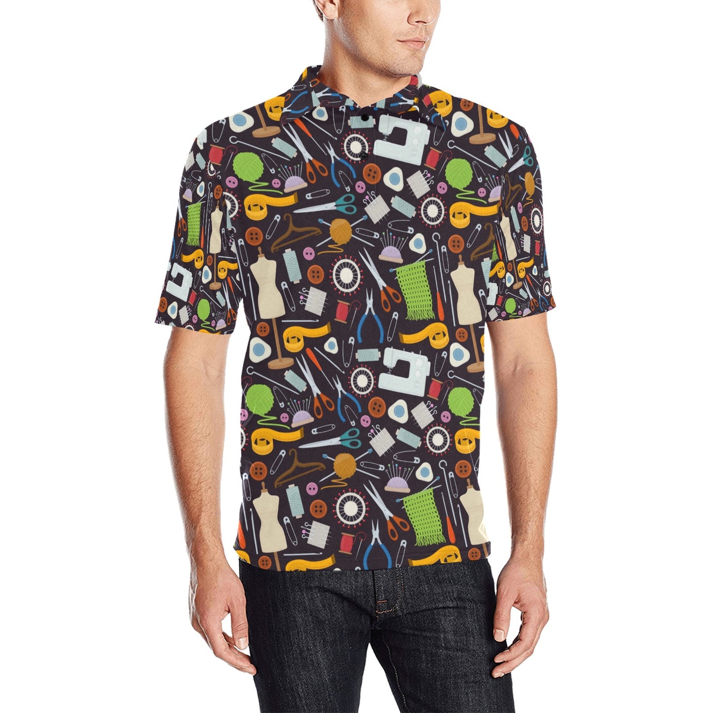 Sewing Equipment Print Design LKS308 Men Polo Shirt