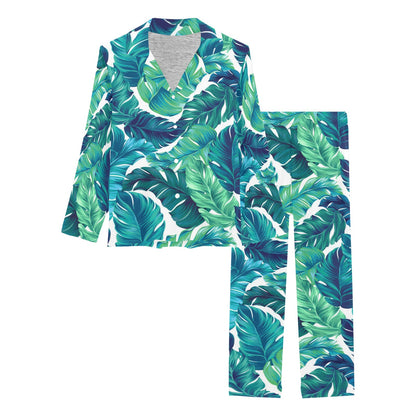 Brightness Tropical Palm Leaves Women's Long Pajama Set