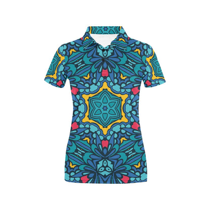 Kaleidoscope Pattern Print Design 04 Women's Polo Shirt