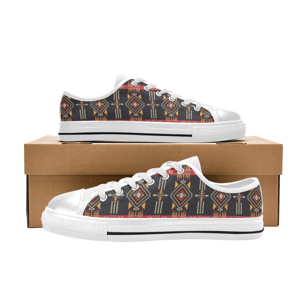 Southwest Pattern Print Design LKS303 Women's White Low Top Shoes