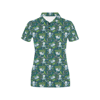 Sloth Print Design LKS304 Women's Polo Shirt