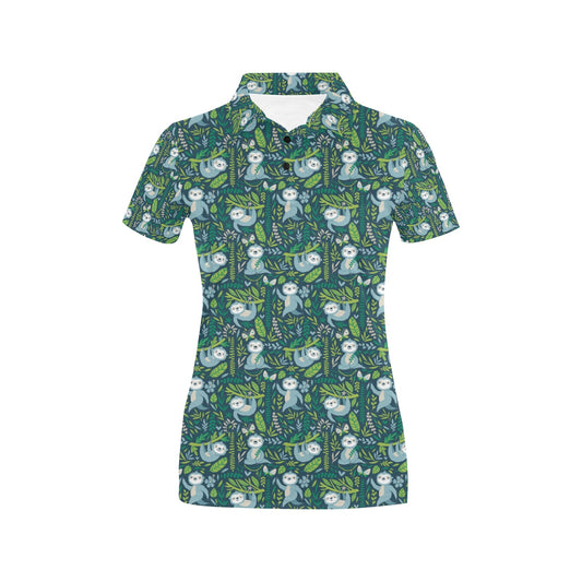 Sloth Print Design LKS304 Women's Polo Shirt