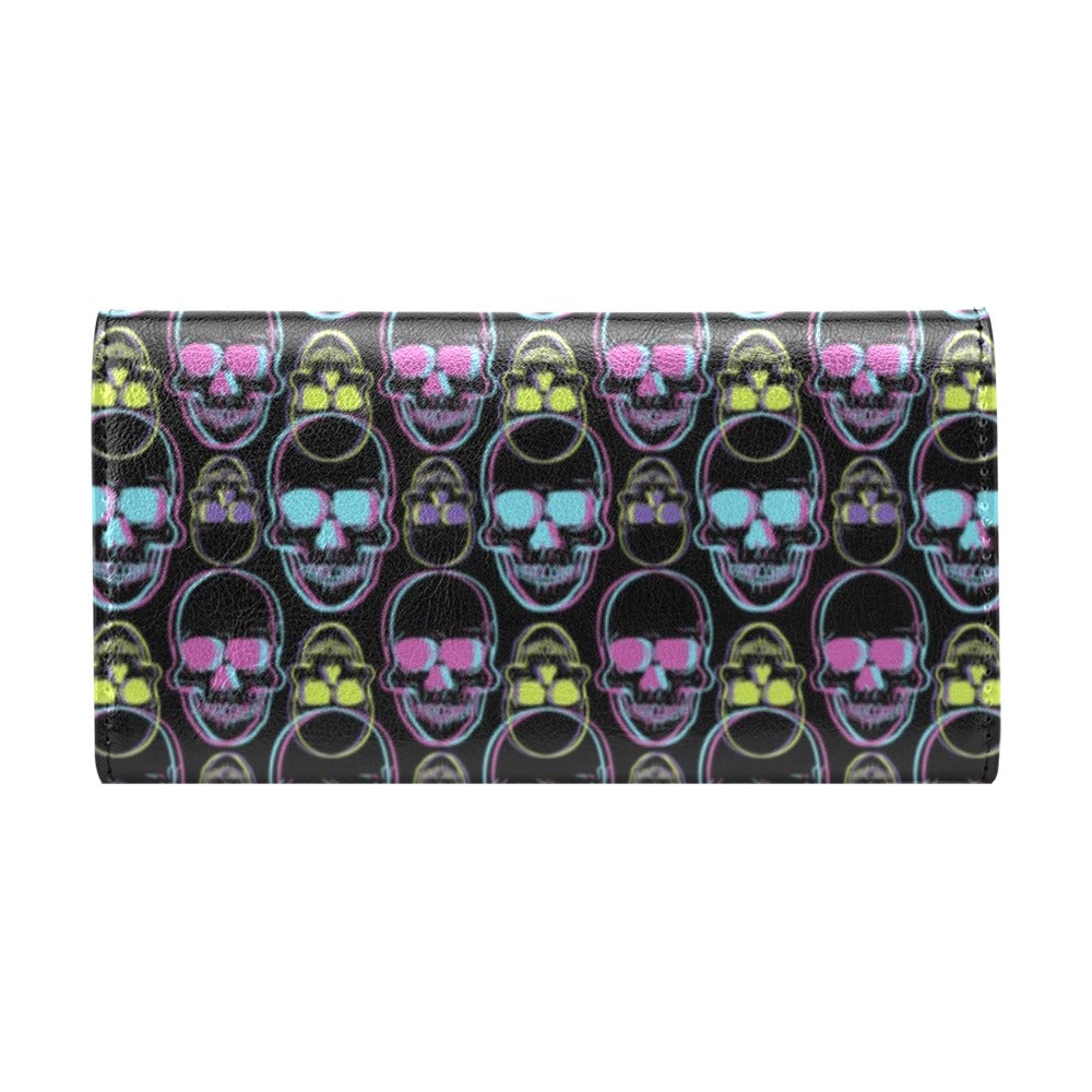 Skull 3D Colorful Print Design LKS309 Women's Trifold Wallet