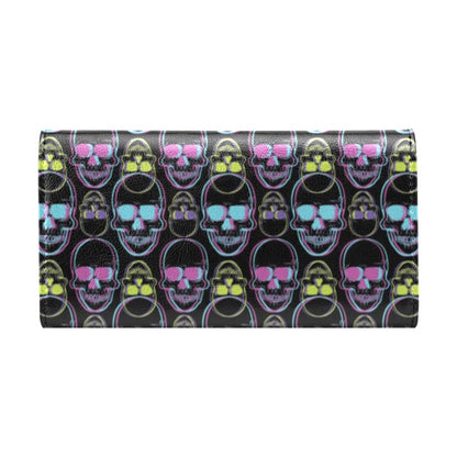 Skull 3D Colorful Print Design LKS309 Women's Trifold Wallet