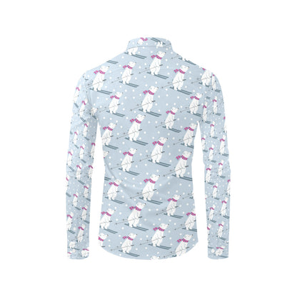 Ski Print Design LKS307 Men's Long Sleeve Dress Shirt