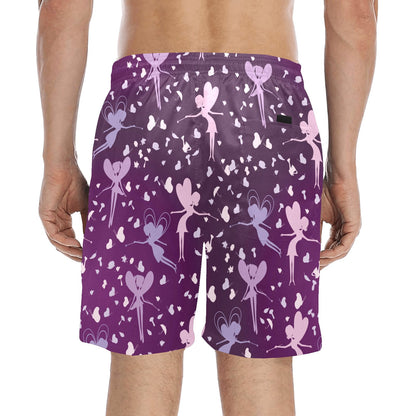 Fairy Pink Print Pattern Men's Swim Trunks Beach Shorts