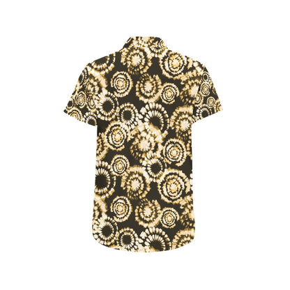 Tie Dye Print Design LKS307 Men Short Sleeve Button Up Shirt