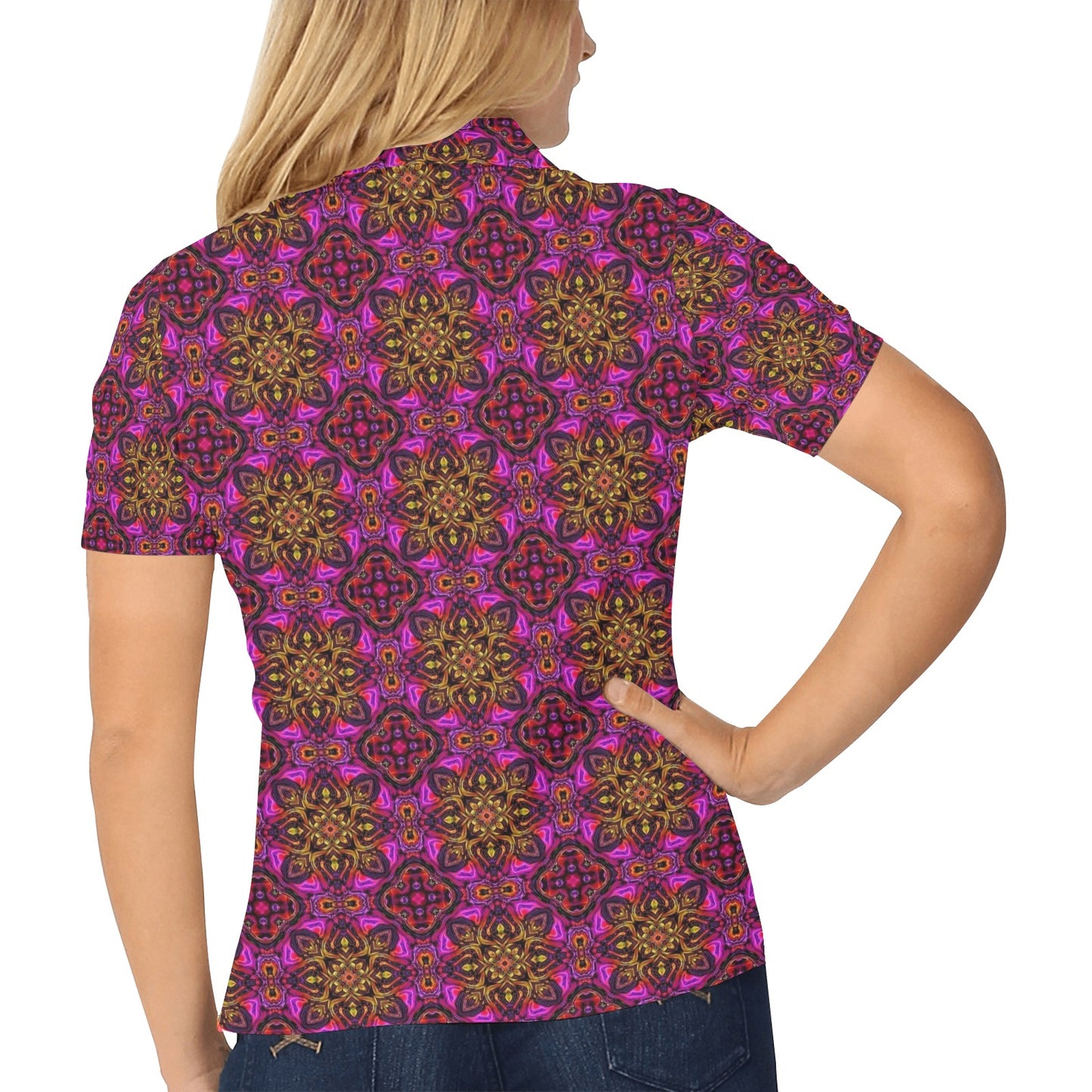 kaleidoscope Abstract Print Design Women's Polo Shirt