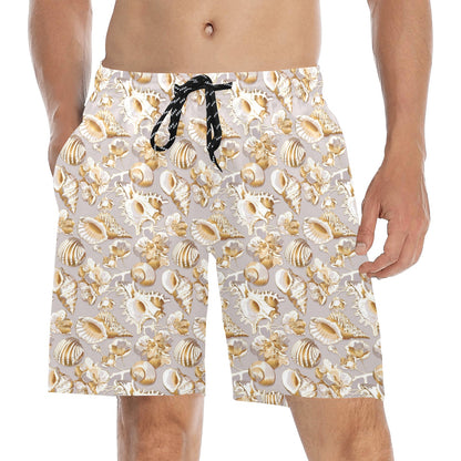 Seashell Print Design LKS309 Men's Swim Trunks Beach Shorts