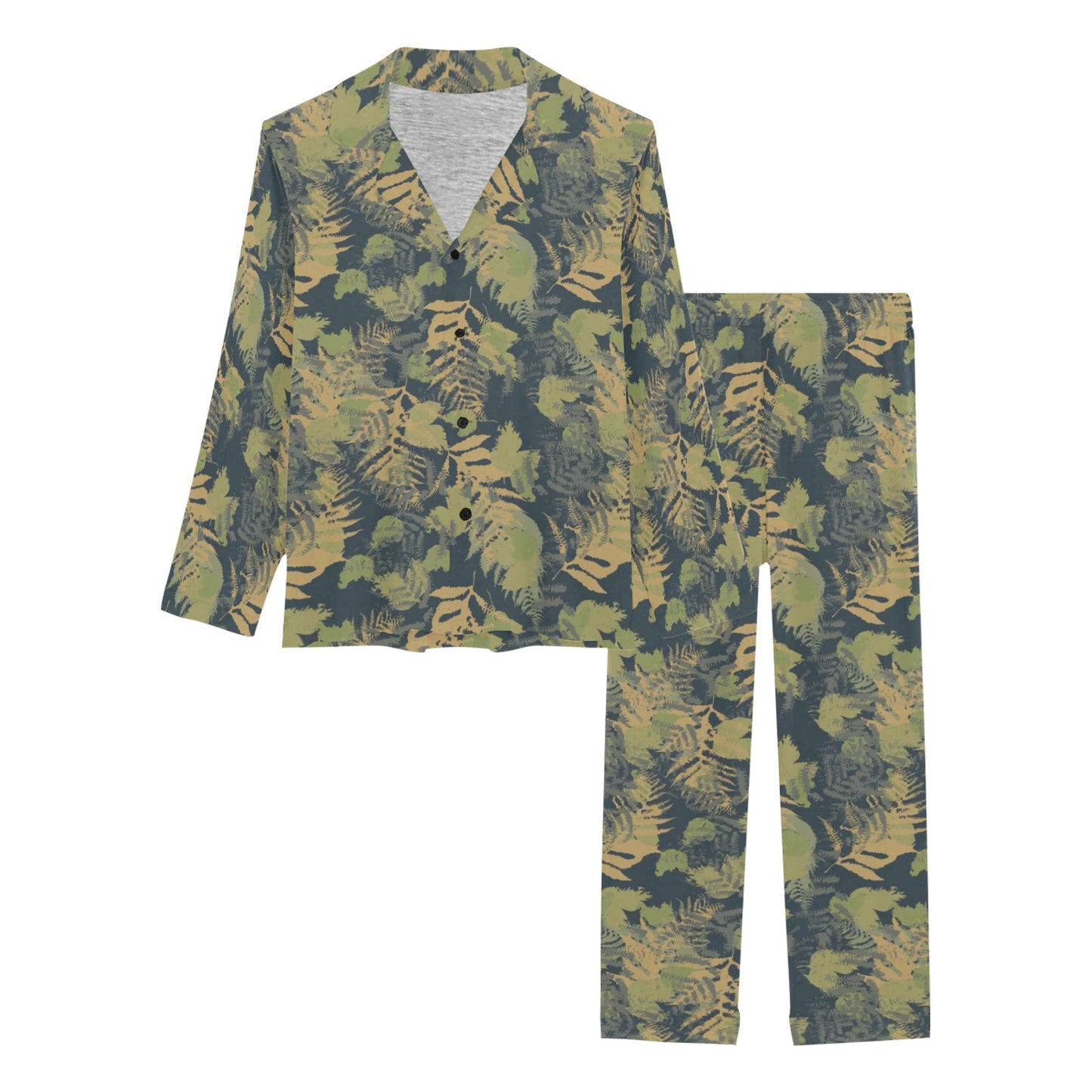 Camouflage Tropical Pattern Print Design 04 Women's Long Pajama Set