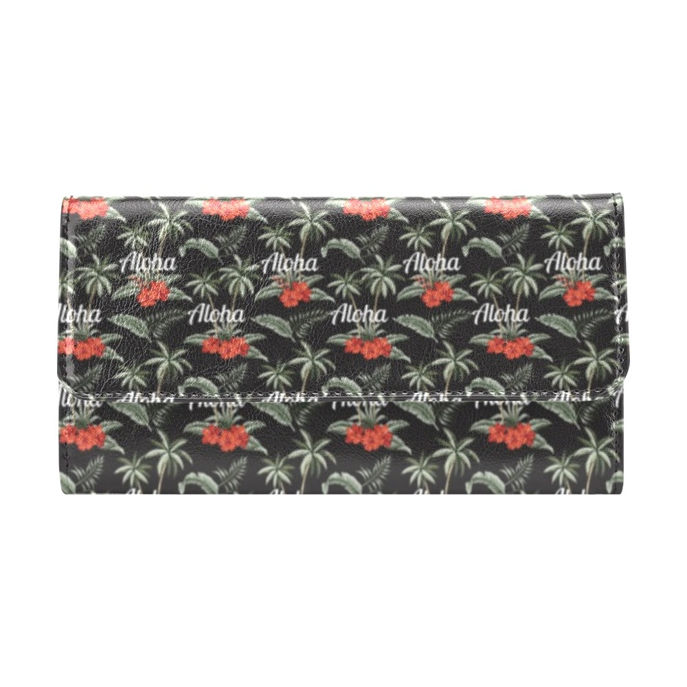 Aloha Palm Tree Design Themed Print Women's Trifold Wallet