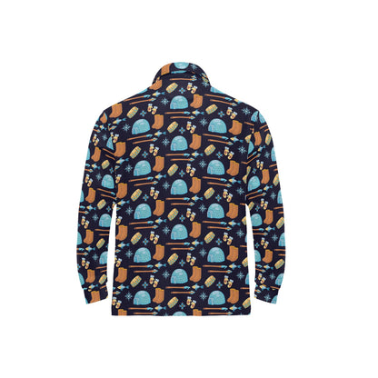 Eskimo Pattern Print Design 02 Long Sleeve Polo Shirt For Men's
