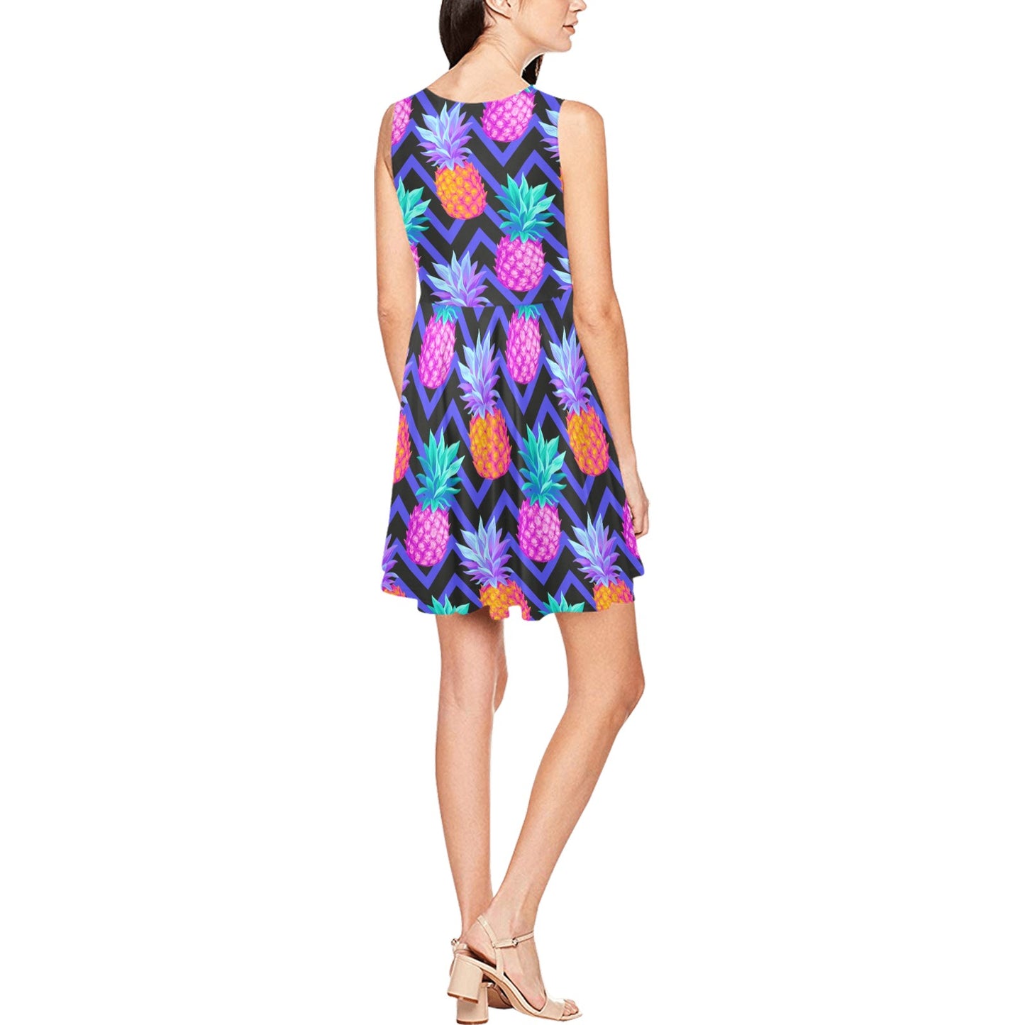 Pineapple Color Art Pattern Sleeveless Dress