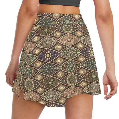 Mandala Motif Themed Design Print 17" Golf & Pickleball Skort with Pockets